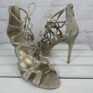 Belle Badgley Mischka Gold Shimmer Stiletto Sz 9.5